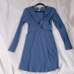 Alya (Francescas) blue ribbed long sleeve dress